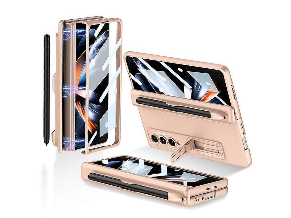 Capa Flip Com Dobradiça Magnética Gkk Para Samsung Galaxy Z Fold4 Com Suporte E Compartimento Para Caneta.