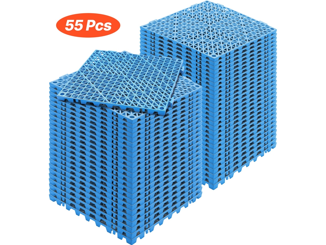 Ladrilhos De Encaixe Para Pavimento 55 Pcs Ladrilhos De Cobertura 30x30x1,5 Cm, Azul Vevor