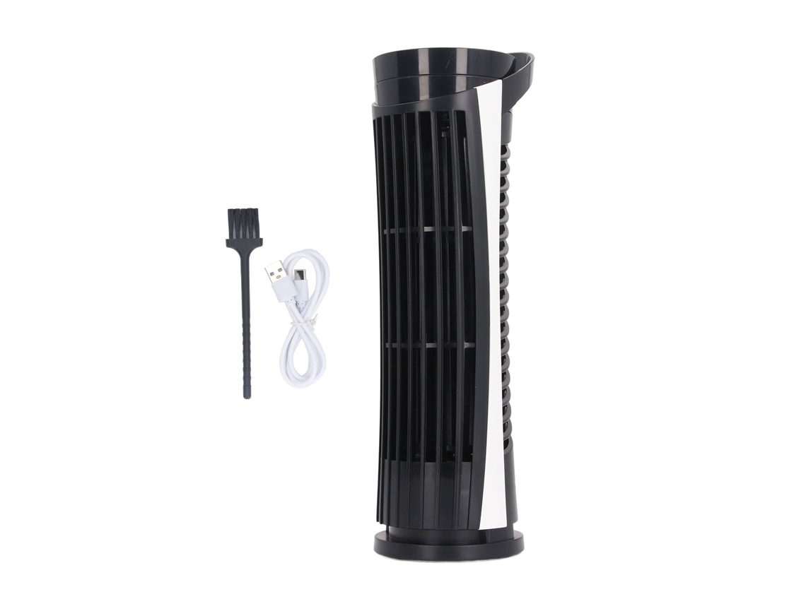 Ventilador Torre Sem Lâmina Oscilação 90° 2 Velocidades Usb Preto