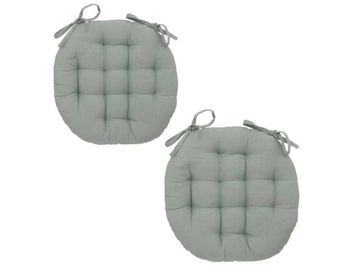 Atmosphera - Lote 2x Galette De Cadeira Redonda Alix - Diâmetro 38 Cm - Céladon
