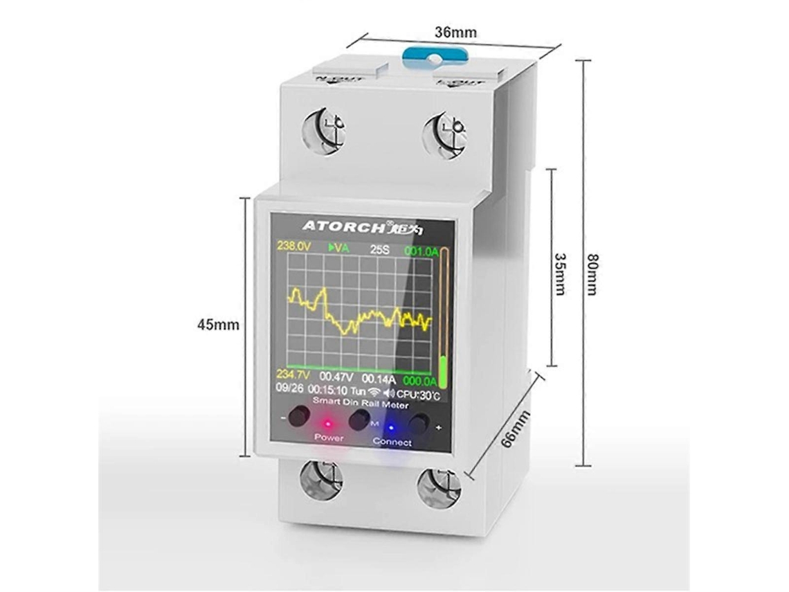 Medidor De Energia Elétrica Atorch Gr2pws Tuya Wifi Din Rail Power Meter Ac50 320v Monitor De Exibição Digital Curva De Tensão Amperímetro Aquaforge