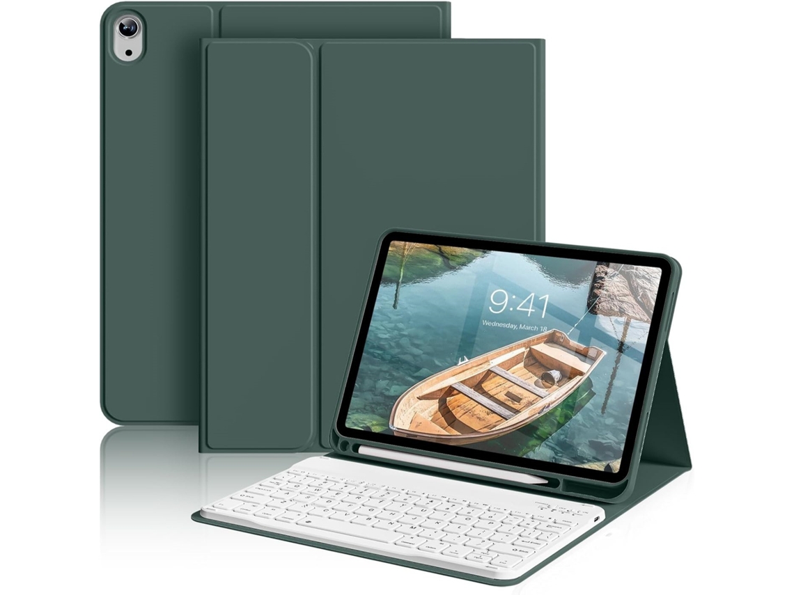Capa Com Teclado Para Ipad 10th /11th (a16) Polegadas,teclado Bluetooth Magnético Destacável (verde Escuro) Cuich (2022)