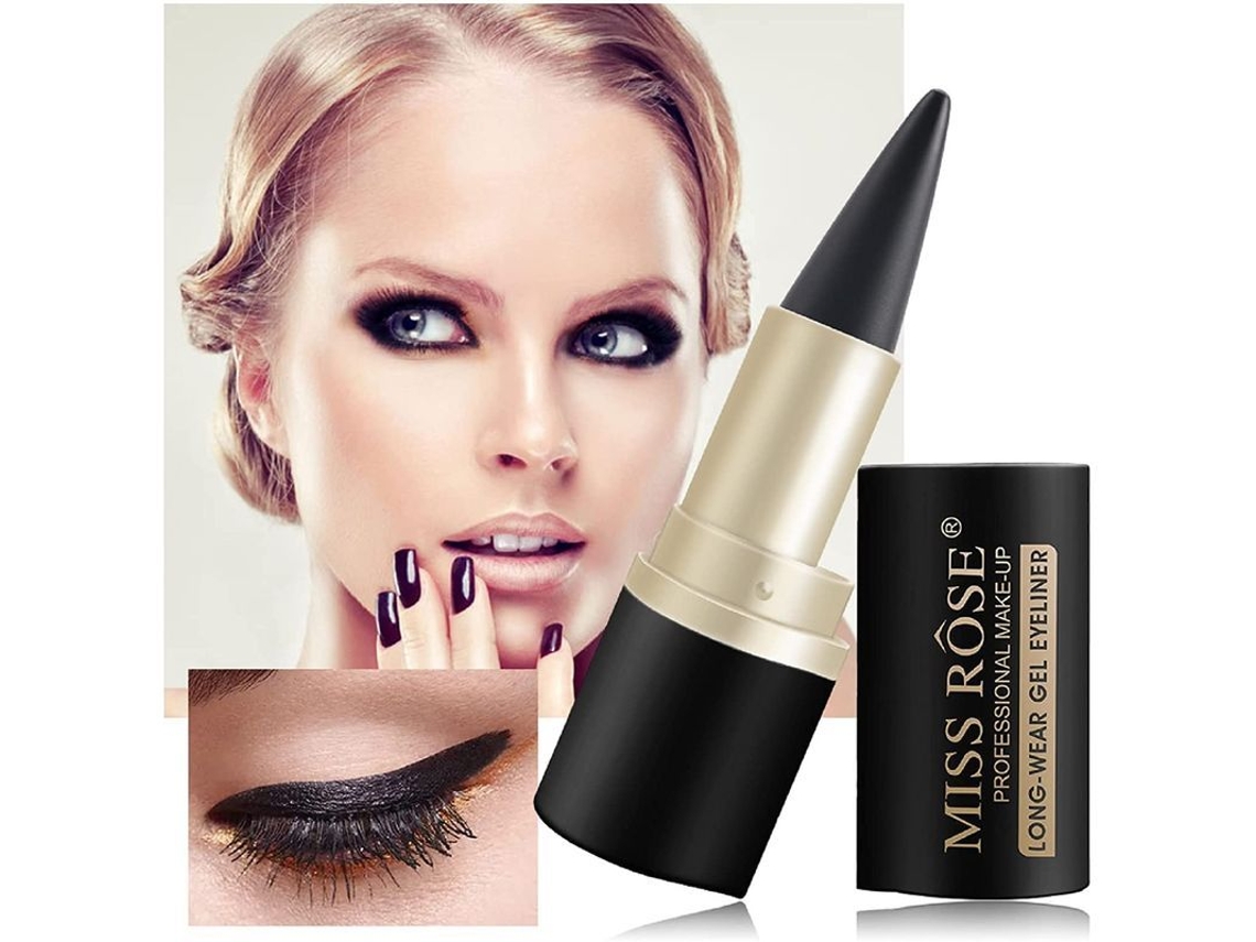 Caneta de Eyeliner Gel Preta, Fórmula de Secagem Rápida, Longa Duração e À Prova D'água