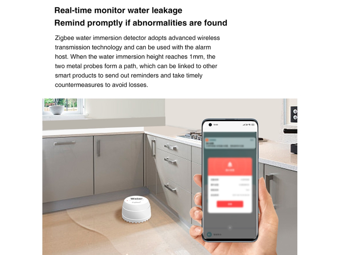 Detector de Vazamento de Água Zigbee com Notificação App Tuya S/MARCA