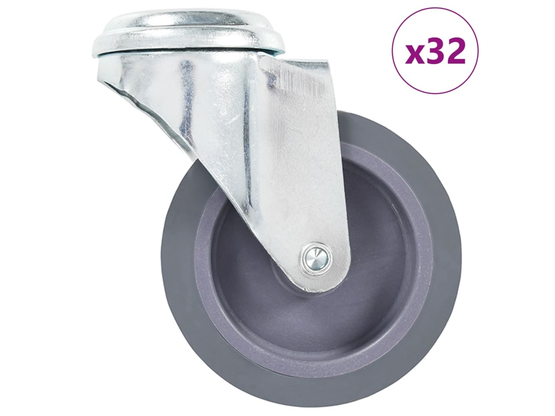 Vidaxl 32 Pcs Rodas Giratórias Com Orifício Para Parafuso 75 Mm