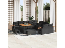 Vidaxl Conjunto De Sofá De Jardim 17 Unid. 12-número De Lugares Preto