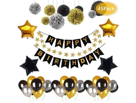 Conjunto De Decoração De Festa Leegoal Aniversário 45 Peças Cor Misturada Papel