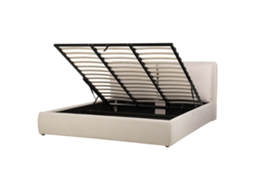 Cama de Casal BELIANI Bajonna de Tecido Creme Claro 180x200