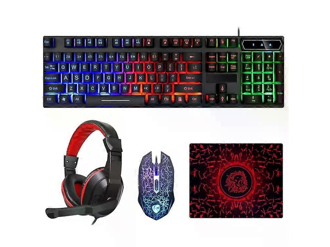 Conjunto Luminoso De Teclado E Mouse 4 Em 1 Com Fones De Ouvido E Mousepad. Olysi Shop