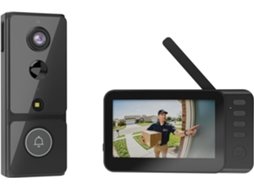 Campainha com Video Sem Fios HALINUIA Ecrã Ips 4.3" Deteção Movimento Pir Visao Noturna 170° Bateria 4000mah Impermeavel Exterior