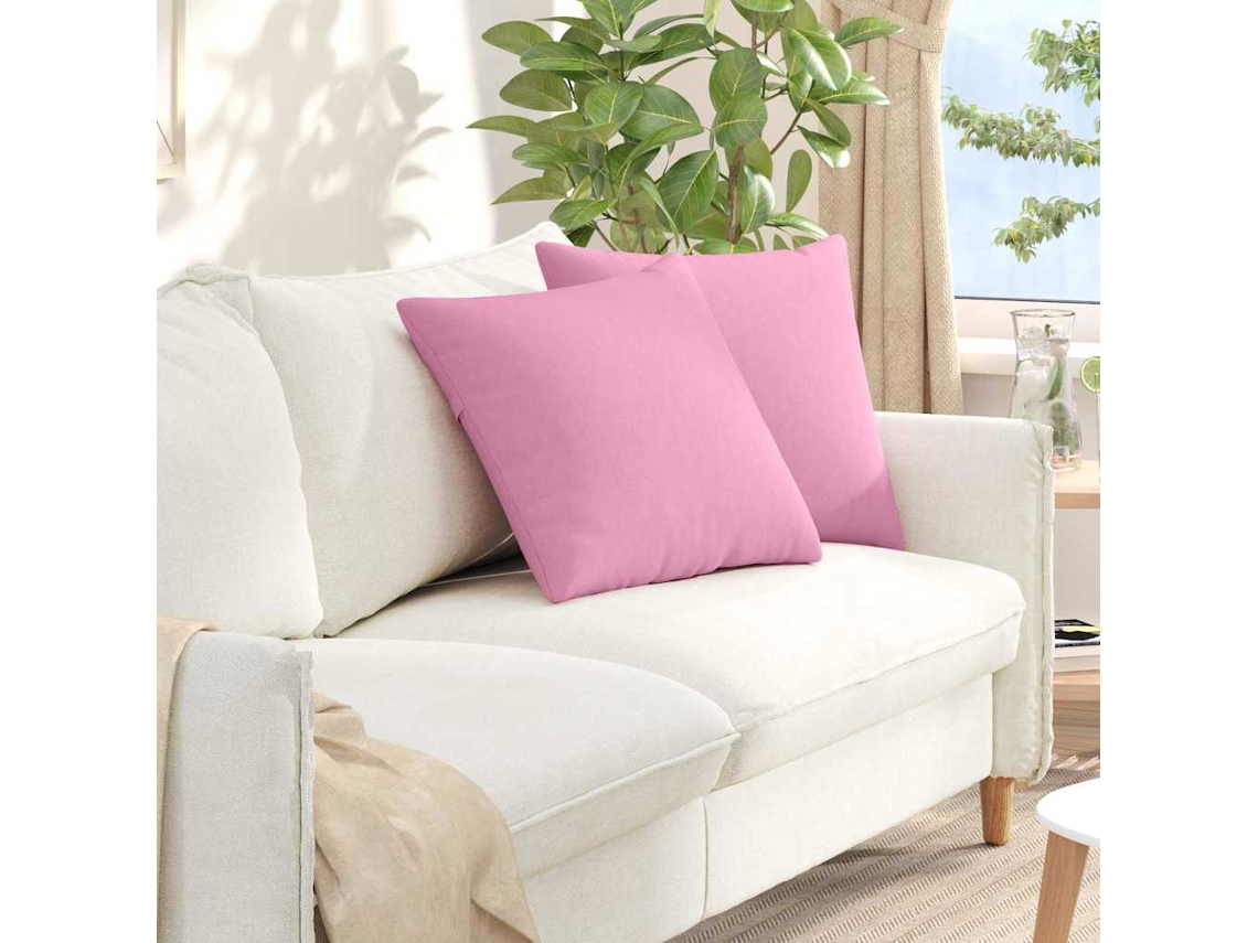 Vidaxl Travesseiros De Sofá 2 Unid. Tecido Rosa 50 X 50 Cm