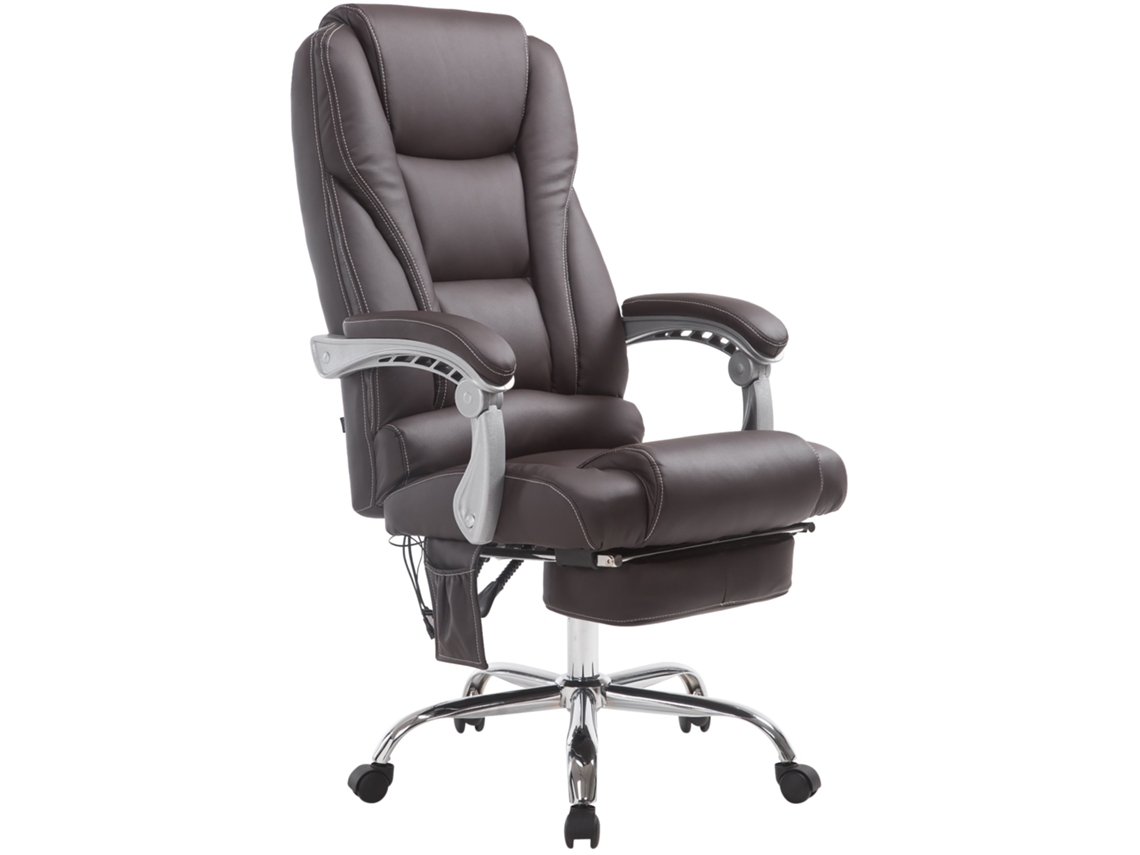 Cadeira de Escritório Pacific com Função de Massagem em Imitação de Pele Marrom CLP