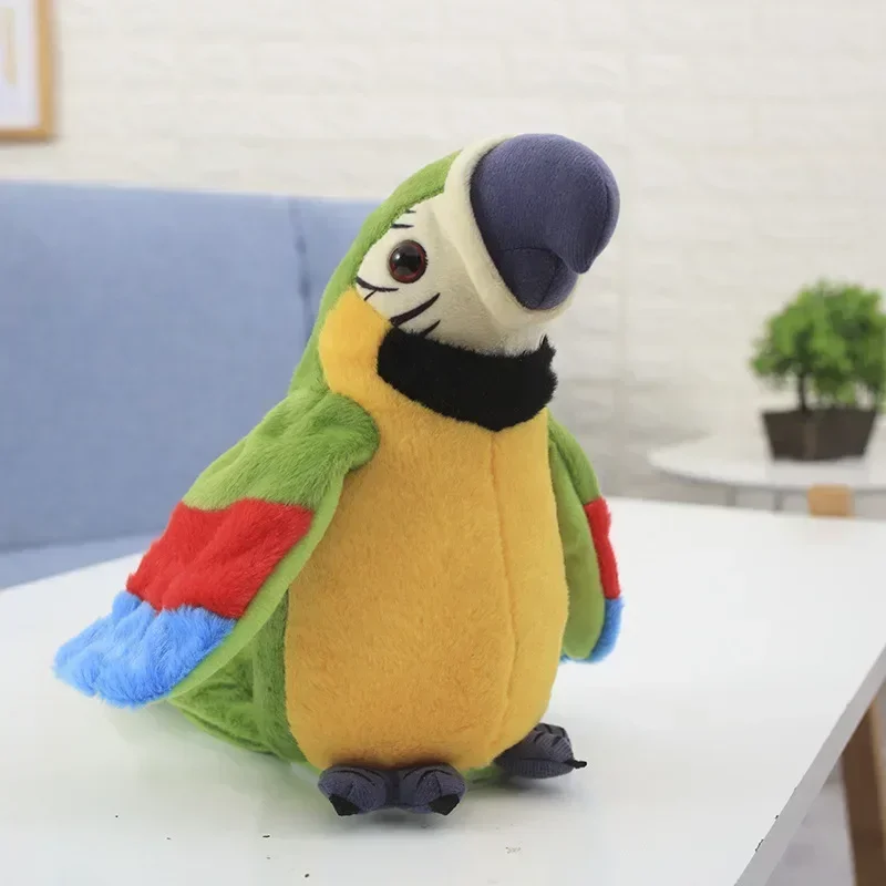 Arara de Pelúcia Falante Que Repete Suas Palavras e Possui Gravação Eletrônica. MDUG (20cm)