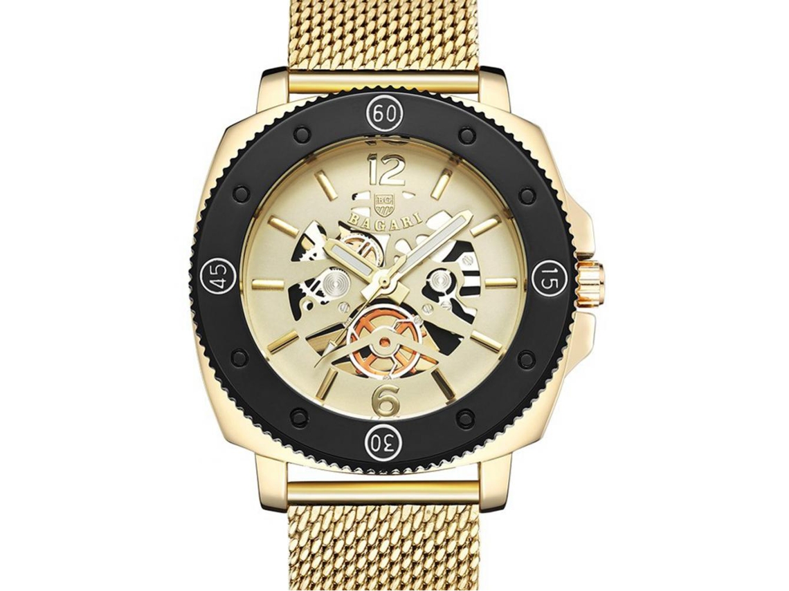 Relógio de bolso de luxo para homens, resistente à água e com movimento de quartzo (dourado + preto)