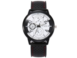 Relógio esportivo casual unissex com pulseira de silicone preta.