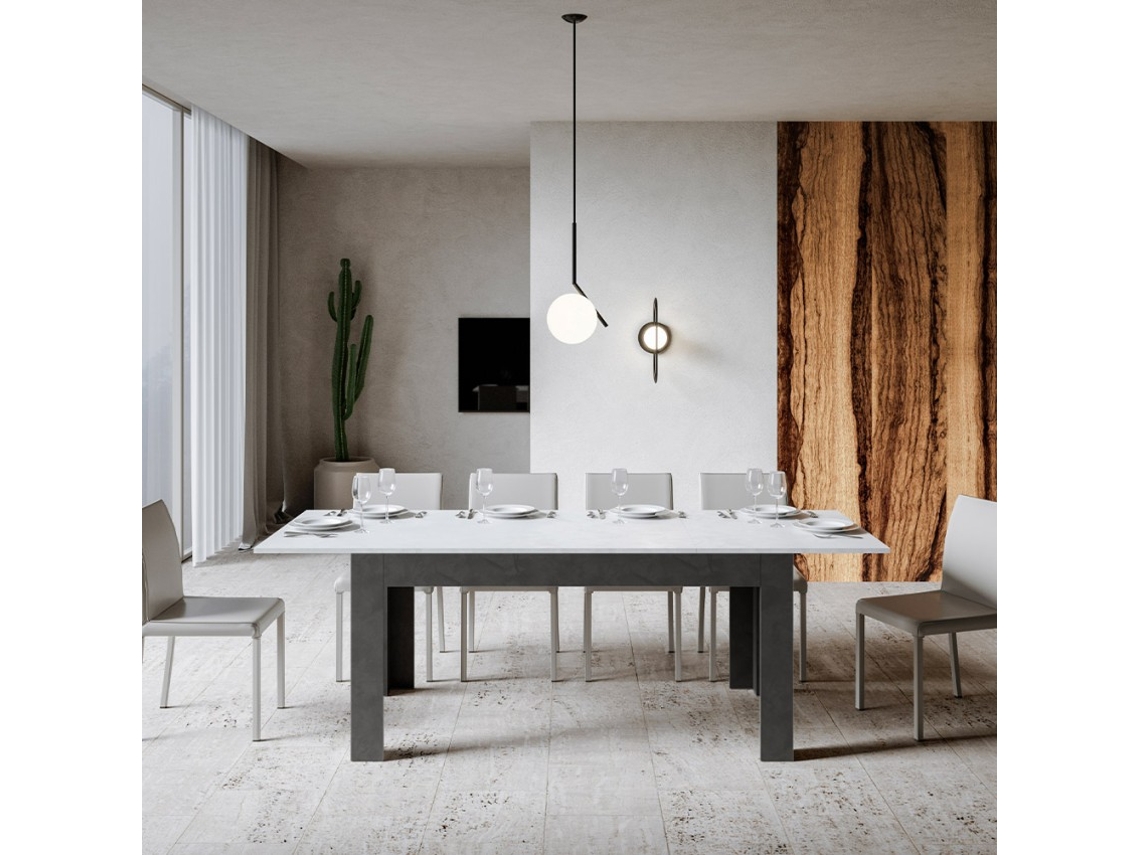 Mesa de jantar extensível 90x160-220cm branco cinza Bibi Mix AB