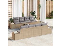 Vidaxl Conjunto De Sofá De Jardim 8 Pcs Bege E Cinza Vime Pe