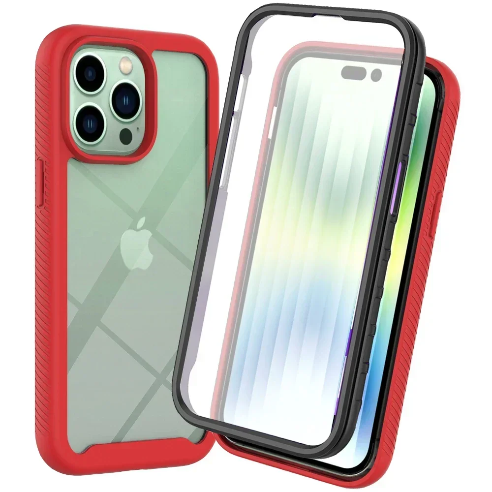 (vermelho, Iphone 15 Pro Max) Capa Premium Reforçada Para Celular, Capa Protetora Transparente À Prova De Choque Com Película Protetora De Tela
