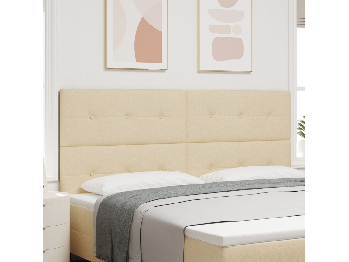 Cabeceira Botões Estofada Creme 200 Cm Tecido Wsd25874 Lovely Home