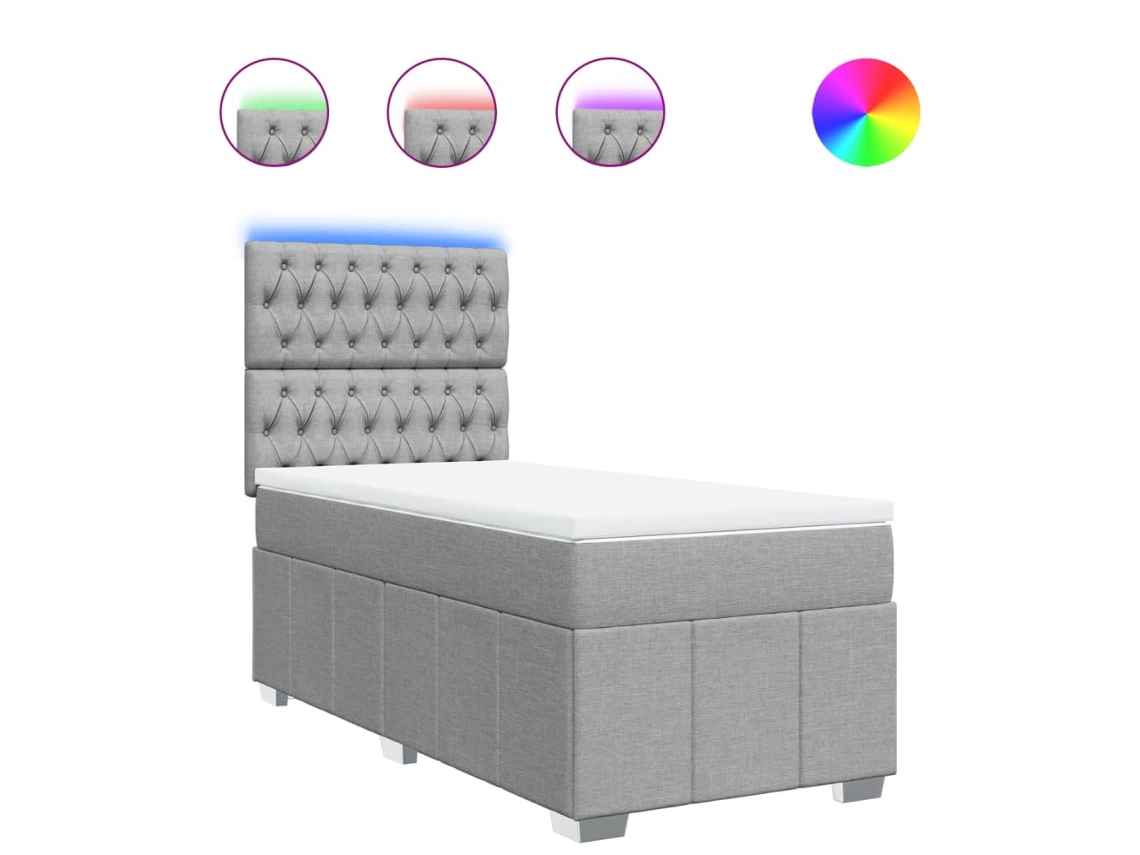 Box Spring Bed, Box Spring Beds Vidaxl Cinzeto Tecido (90 X 200 Cm)