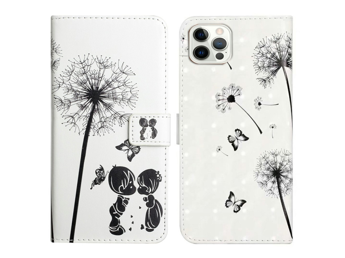 Capa Em Couro Pu Para Apple Iphone 16 Pro Max - Crianças E Dente-de-leão