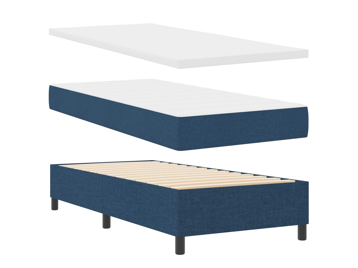 Vidaxl Cama Box Com Fitas Led Com Cabeceira Azul 100 X 200 Cm Tecido