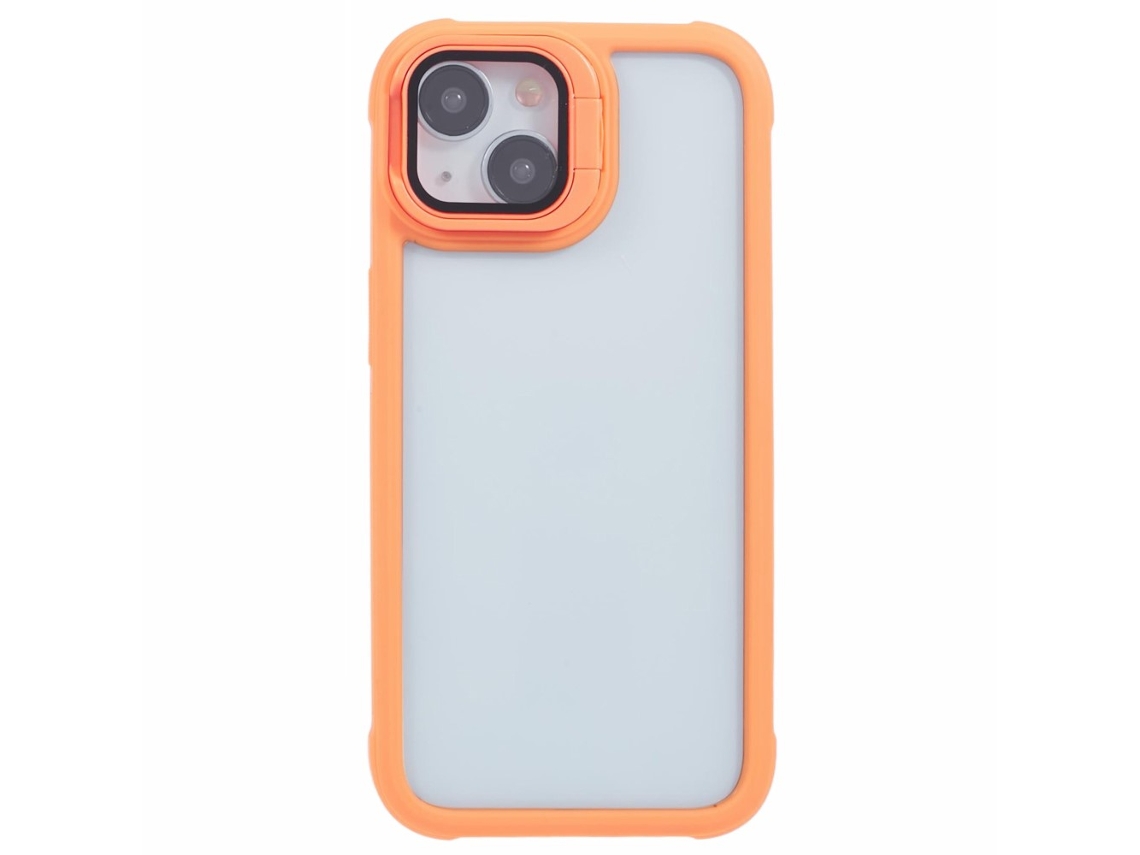 Suporte Casa Para Iphone 15 Plus Pele Sintética Laranja