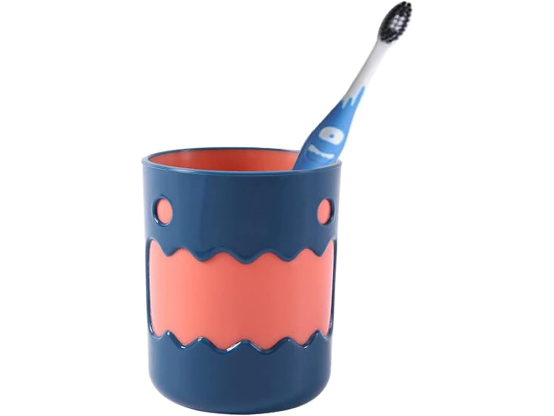 Copo Porta Escova Dentes Tampa Antipoeira Plástico 450ml Azul