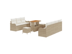 Conjunto 10 Conjunto De Sofá De Jardim Vidaxl Bege Vime Pe (90 X 55 X 71 Cm)