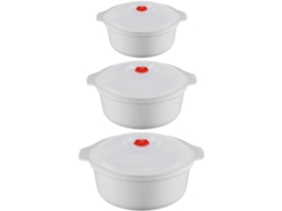 Marmita Portátil Para Micro Ondas, Em Plástico Branco, Com Tampa E Alça Dupla, Capacidade De 2400ml, Ideal Para Uso No