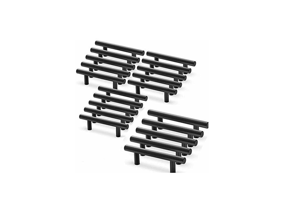 Conjunto de 20 Puxadores Pretos para Móveis, Puxadores em T para Gavetas e Armários, Distância Entre Centros de 64 Mm BRILVIBERA