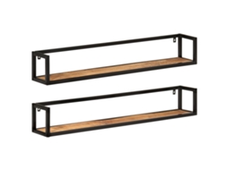 Vidaxl Prateleiras De Parede 2 Pcs 110x17x17 Cm Mangueira Maciça/ferro