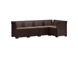Vidaxl Sofá De Jardim De 5 Pessoas Com Almofadas Visual De Rattan Pp