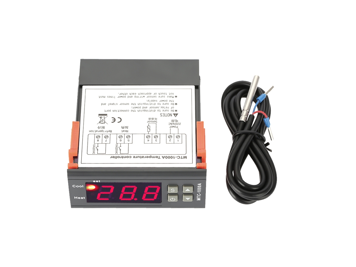 Controlador De Temperatura Digital Mtc-1000a Com Sensor Ntc Termostato Ac 220v