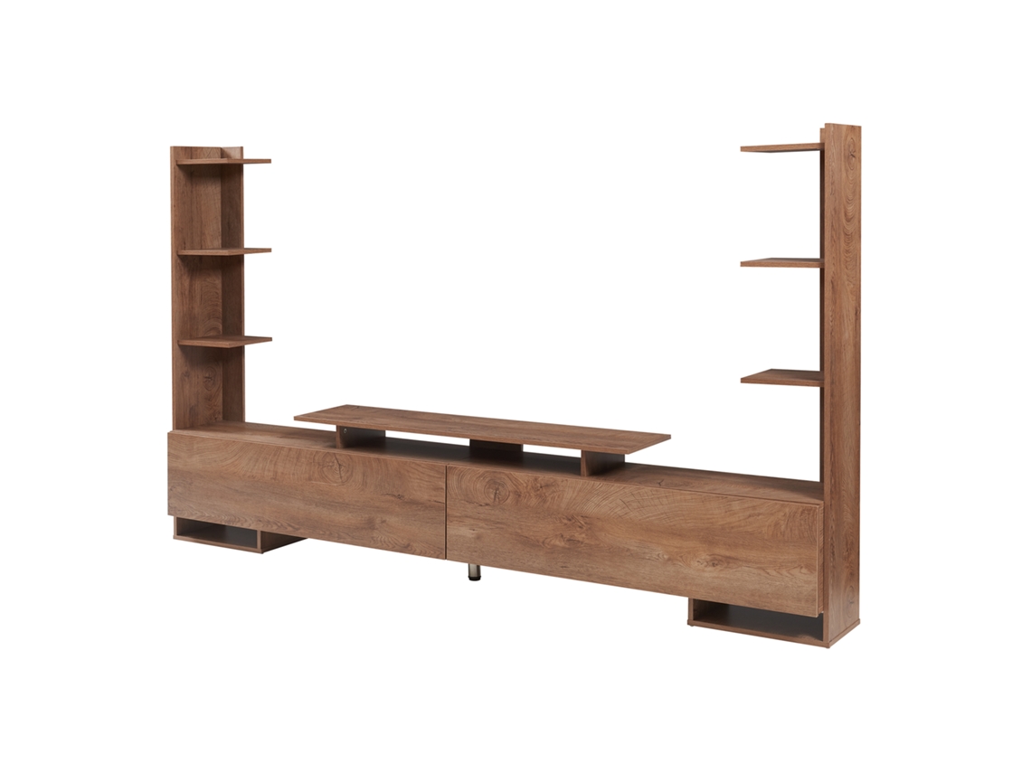 Gabinete Para Tv Rauki Com Prateleiras Laterais 233x31x141 Cm Efeito Nogueiraen.casa