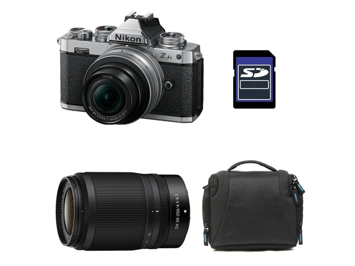 Nikon Z Fc + Z 16-50 Prata + Z 50-250 + Bolsa + Cartão Sd De 8 Gb