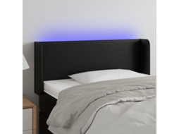 Vidaxl Cabeceira De Cama C/ Led Couro Artificial 103x16x78/88 Cm Preto