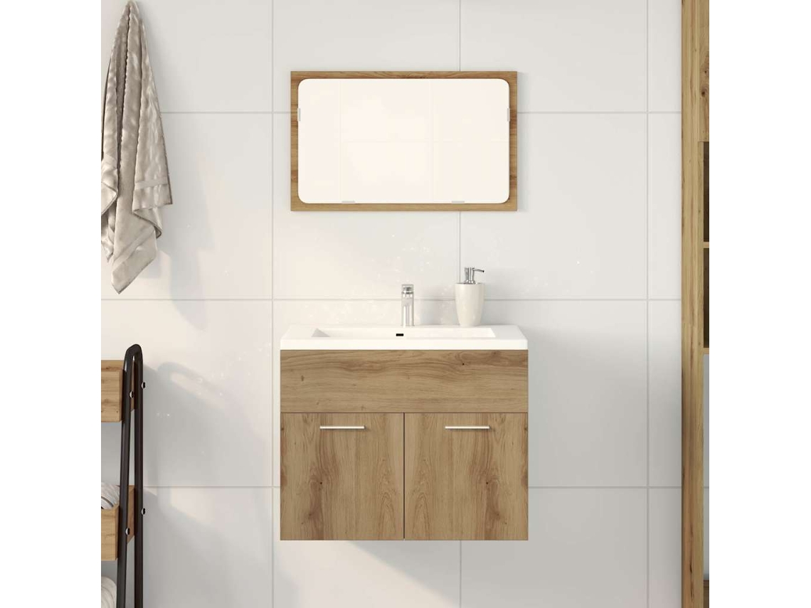 Vidaxl 2 Pcs Móveis De Casa De Banho Deriv. Madeira Carvalho Artisiano