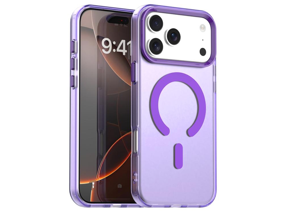 Capa Híbrida Para Iphone 17 Pro - Pc E Tpu Com Magsafe | Carregamento C-type | Candy Design - Roxa