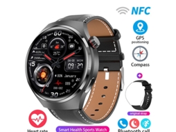 Relógio Inteligente SHAH ARPAN Gt4Pro Tela Redonda Chamada Bluetooth Movimento À Prova D'Água Couro Preto