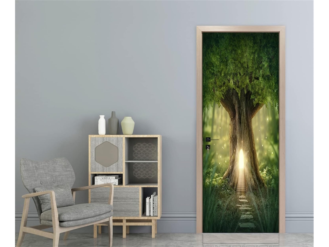 Adesivos De Porta De Casa Na Árvore De Fantasia 3d 30,3 X 78,7 Mural Ph Slowmoose