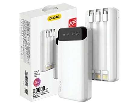 Dudao Powerbank 20000mah Para Iphone 11 12 13 14 Com Cabos Usb C Integrados