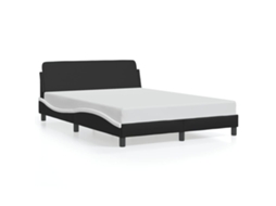 Bed Frame, Bed Frames Vidaxl Preto Couro Artificial (140 X 200 Cm)