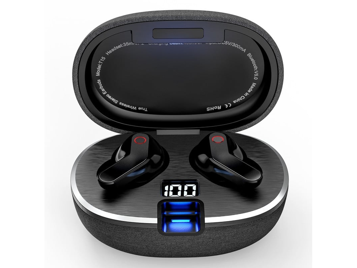 Auriculares Sem Estéreo Graves Profundos AUJEZON Bluetooth com Cancelamento de Ruído Preto