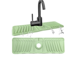 Tapete De Silicone Para Torneira Com Inclinação De 7°,44 X 14 Cm,furos Personalizáveis E Dobrável A 90° - Verde
