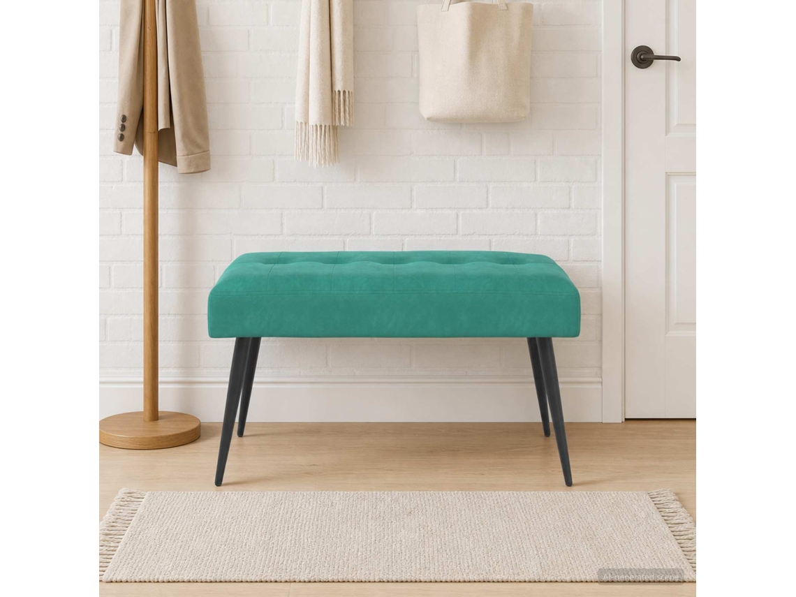 Vidaxl Banco Com Botões Estofados Turquesa 80 X 40 X 46 Cm Veludo