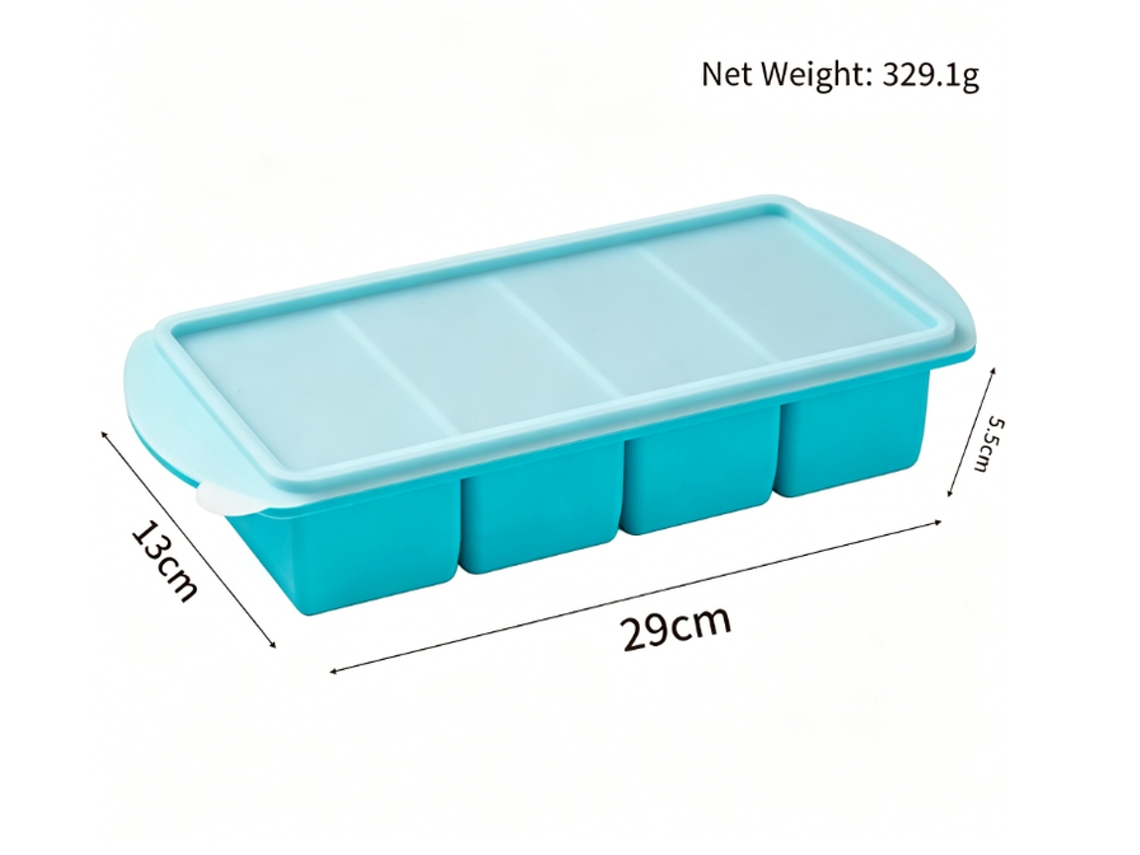 Forma De Silicone Para Congelador Com Tampa - Azul, 6 Compartimentos
