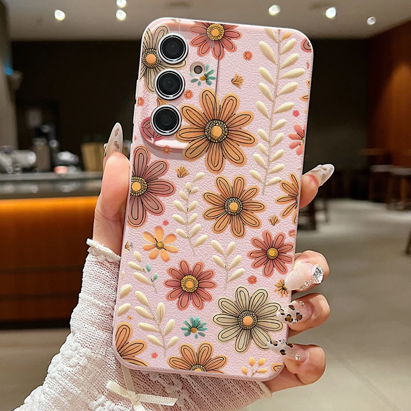 Capa Para Celular Galaxy S25 Fe Com Estampa Floral Retrô (rosa), Supermacia.
