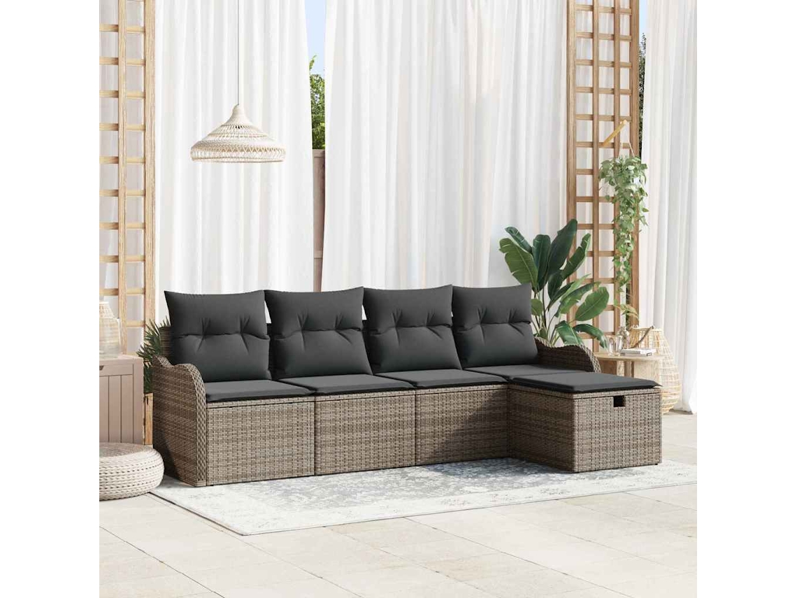 Vidaxl Conjunto De Sofá De Jardim 5 Unid. Rattan Sintético