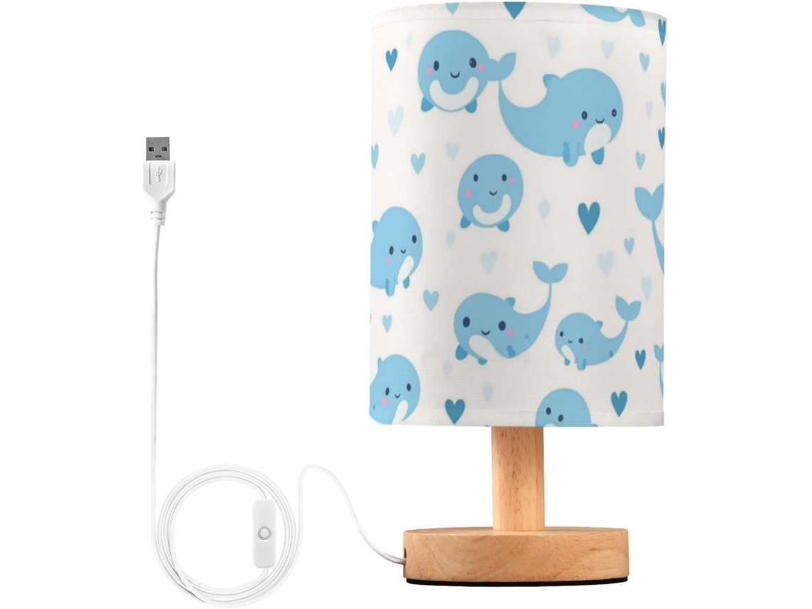 Kcldeci Baleia Azul Cabeceira Luminária Para Quarto, Estilo Fazenda, Mesa Cabeceira, Luminária De Mesa Para Sala